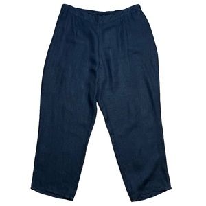 Flax Black 100% Linen Wide Leg Side Button Pants Sz 1X